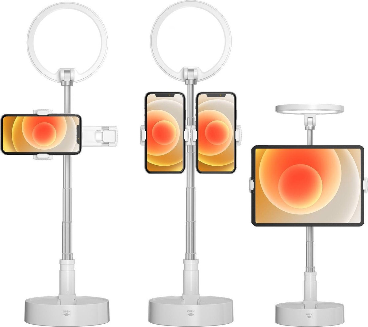 Ringlamp Met Statief - Geschikt Voor Tiktok Lamp Met Telefoonhouder Statief Draadloze Lamp - Selfie Lamp Oplaadbare Lamp Statief
