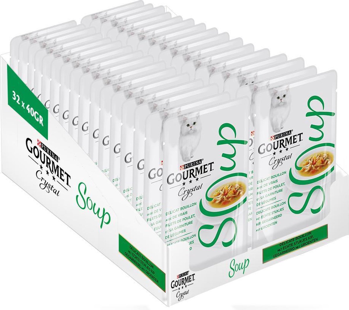 Gourmet Crystal Soup - Kattenvoer Kip & Groenten - 32 x 40 g