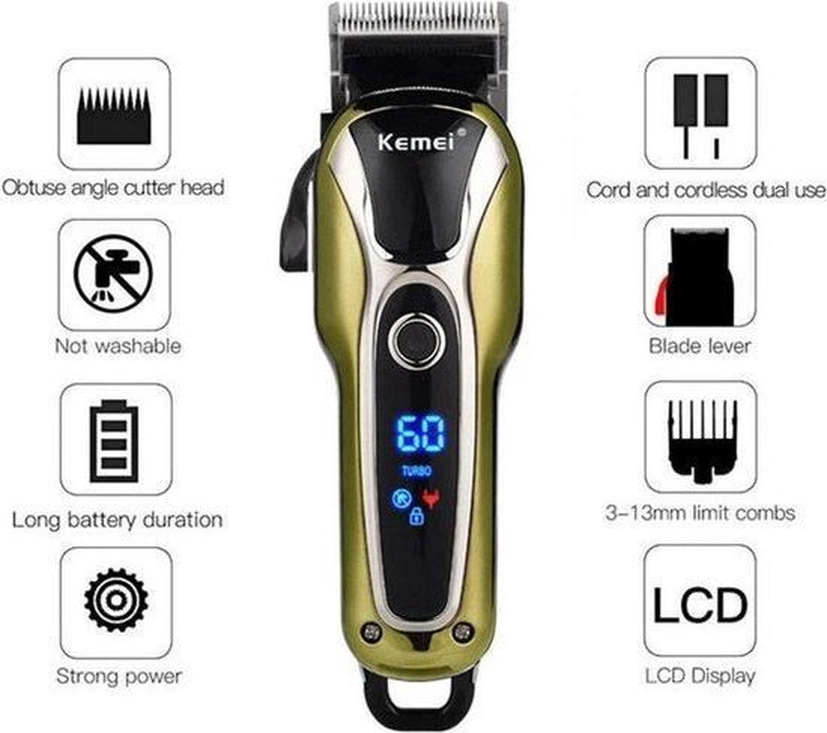 Kemei KM-1990 Tondeuse - Inclusief kapmantel
