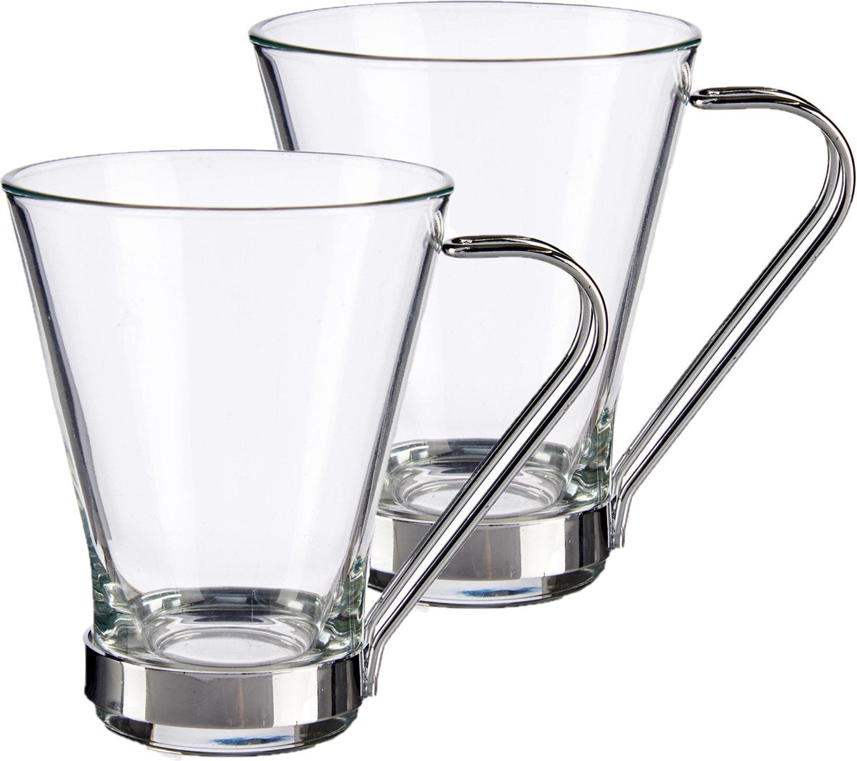 Set van 12x stuks koffie/espresso glazen 190 ml - Theekopjes/koffiekopjes van  glas/metaal