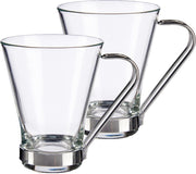 Set van 12x stuks koffie/espresso glazen 190 ml - Theekopjes/koffiekopjes van  glas/metaal