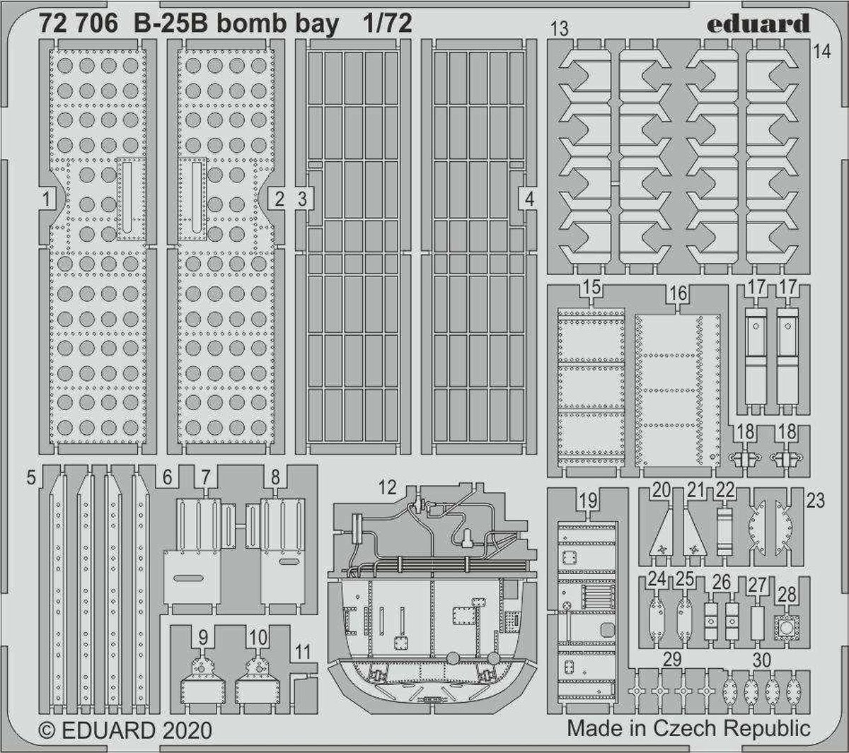 1:72 Eduard 72706 Bom Bay for B-25B - Airfix Photo-etch