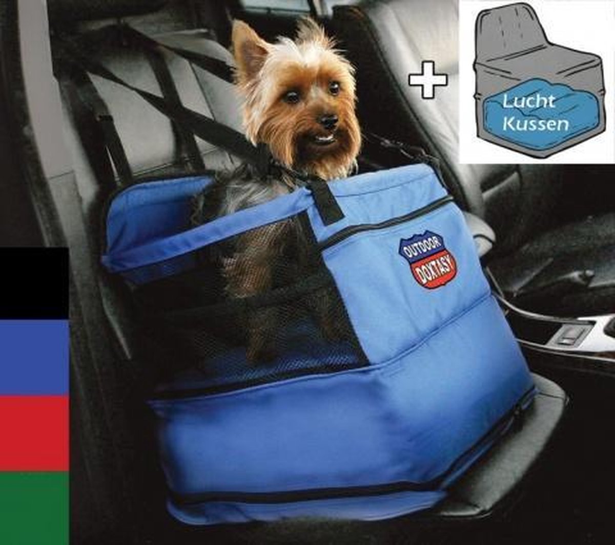 Hondenautozitje met luchtkussen voor honden tot 6 kg. - zwart