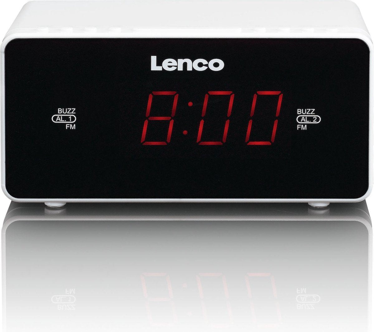 Lenco CR-510 - Wekkerradio met AUX en ingebouwde luidsprekers - Wit