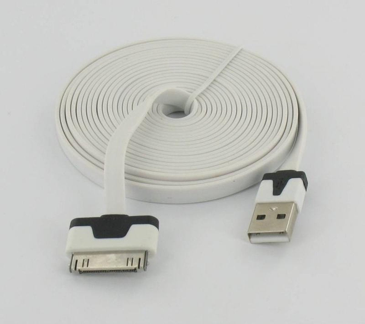 Ultra flat iPhone usb sync en laadkabel 3m wit