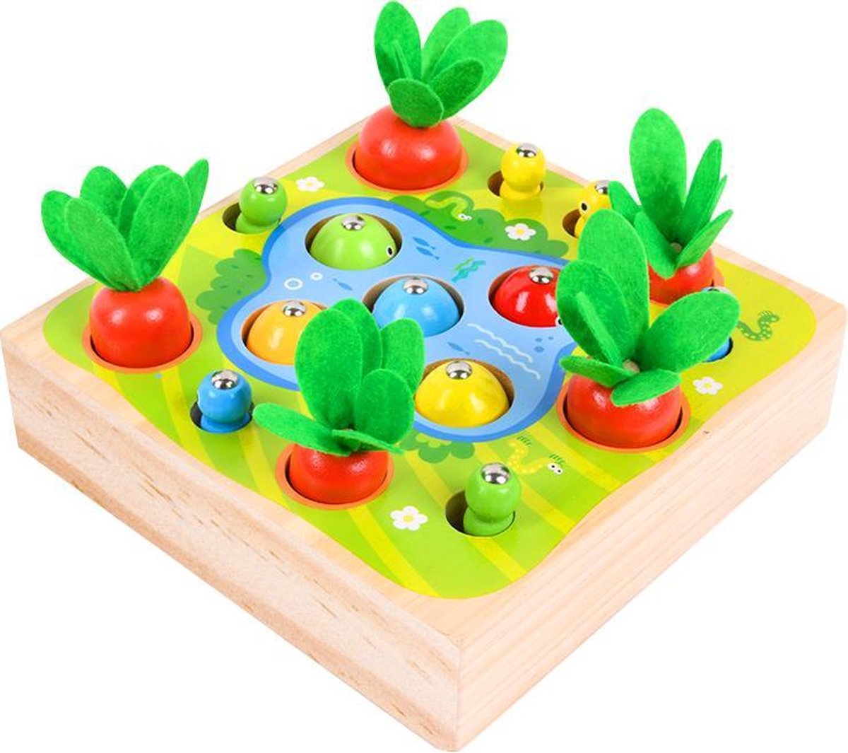 Willie Wortels - Multifunctioneel 3 in 1 Kleurrijk Visspel - Magnetisch - Hout - Duurzaam