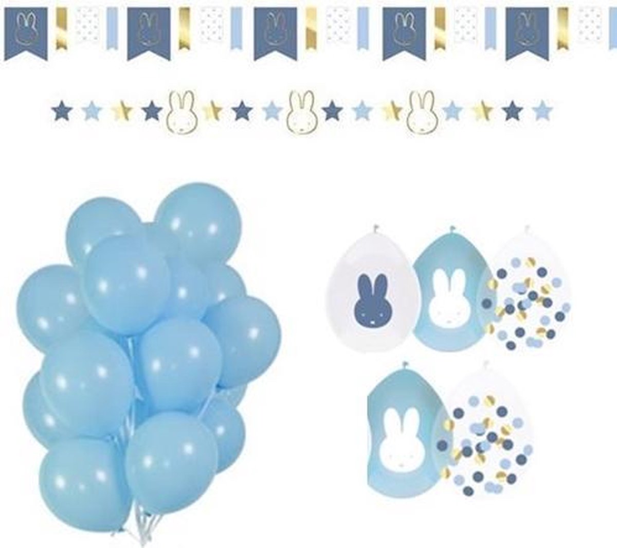 Nijntje Jongens Set! | Blauw | Goud | Ballonnen | Slingers | Verjaardag | Geboorte | Gender Reveal | Decoratie | Versiering | Baby | Kinderen |