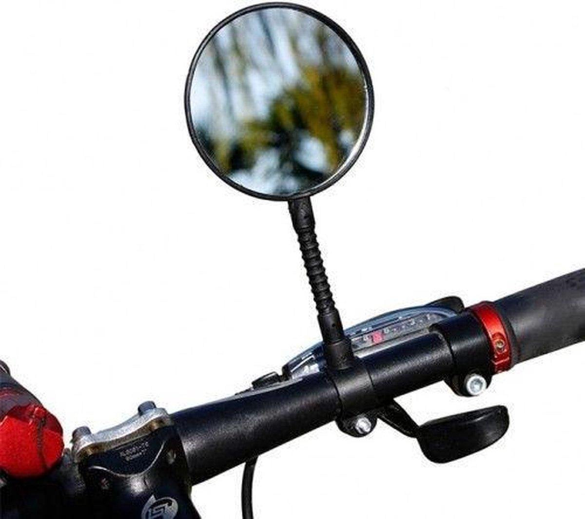 LOUZIR Achteruitkijkspiegel Verstelbare Fietsspiegel met flexibele hals en reflector – Stuurbevestiging –Fietsstuur Spiegel