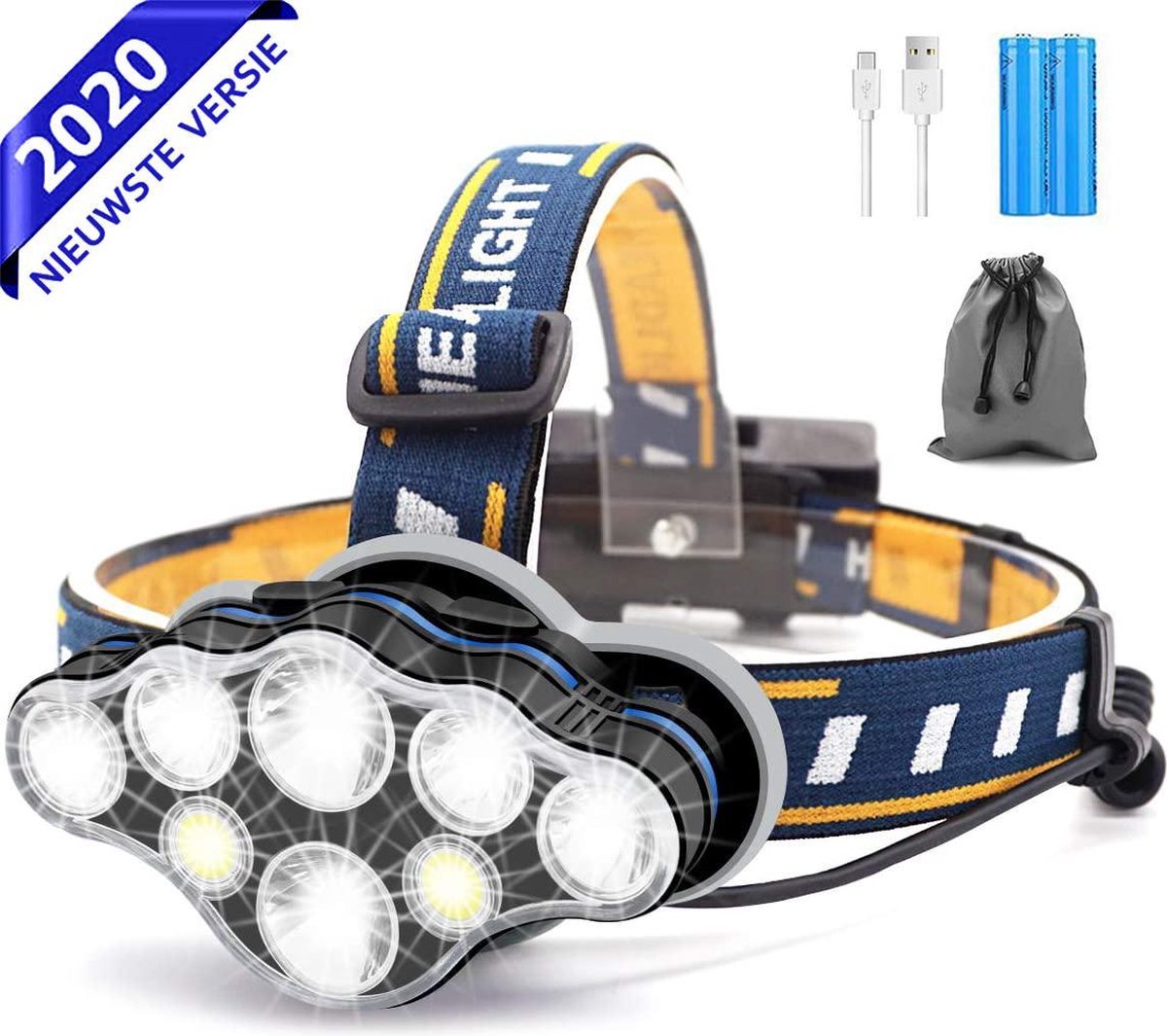Nince Hoofdlamp Led Oplaadbaar van Hoge Kwaliteit 2020 model - Hoofdlamp Oplaadbaar - Hoofdlampje