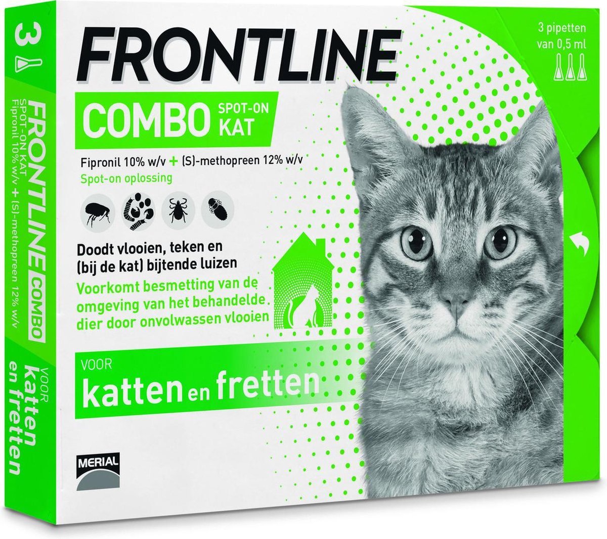 Frontline Combo Anti Vlooienmiddel en Tekenmiddel Kat - 3 Pipetten