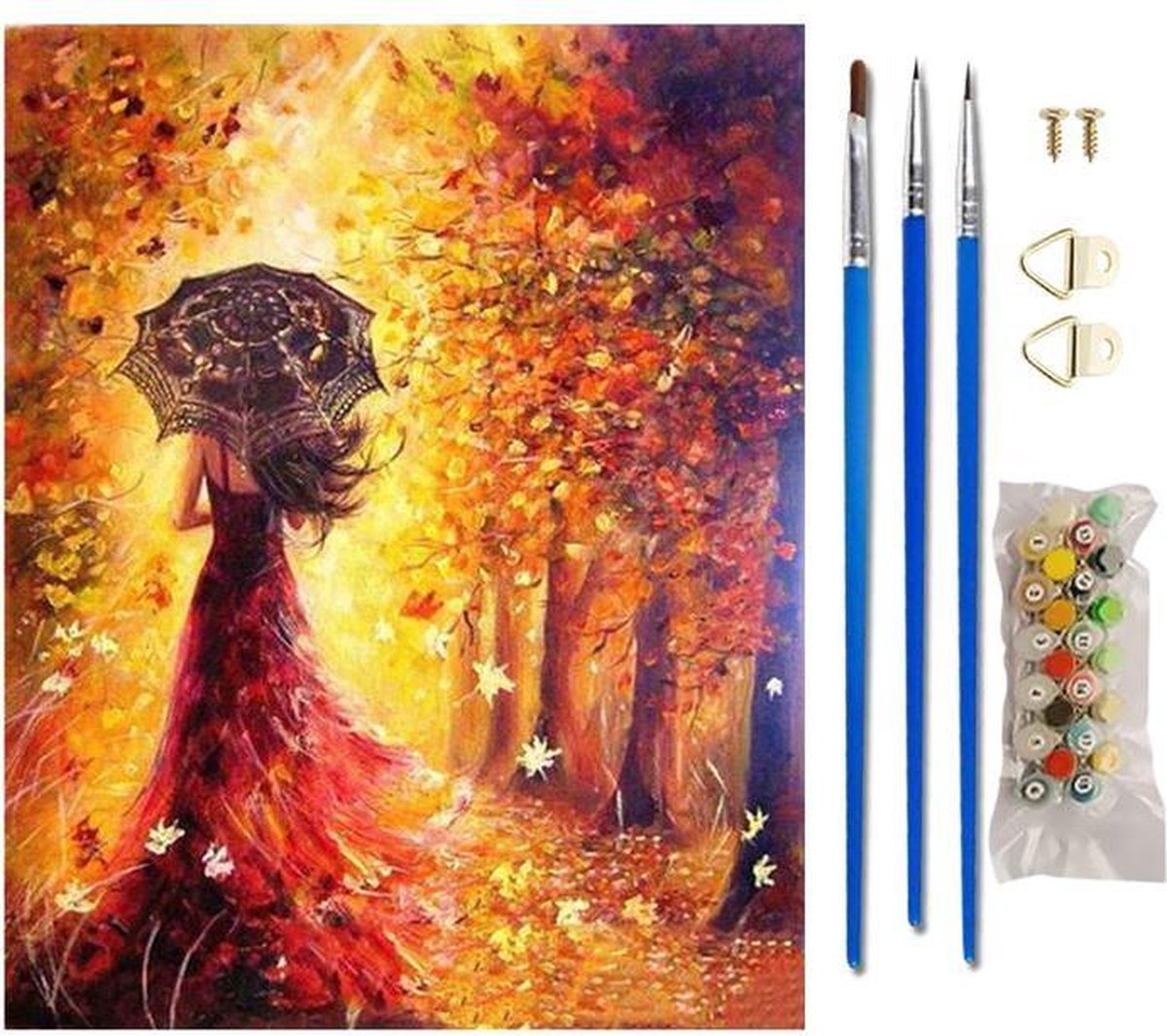 Paint By Numbers - Schilderen op Nummer - Herfstwandeling - 50x40cm - Volwassenen & Kinderen - Stipco