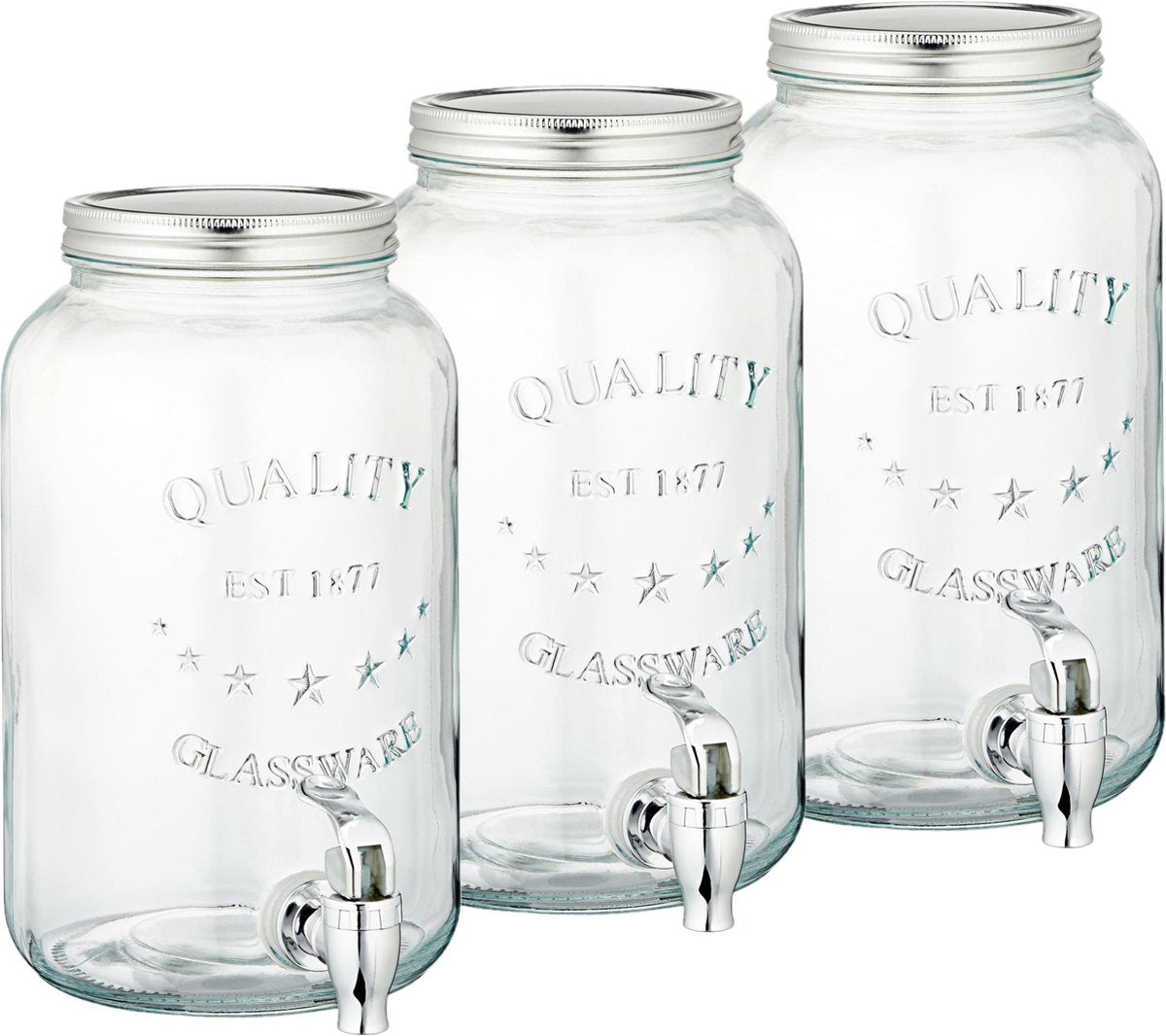 Set van 3x stuks glazen drankdispensers/limonadetap 3