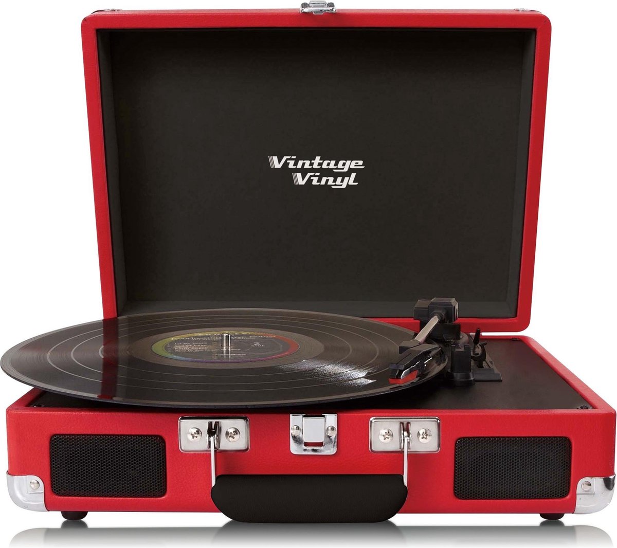 Vintage Vinyl kofferplatenspeler rood - line-in - Retro Platenspeler