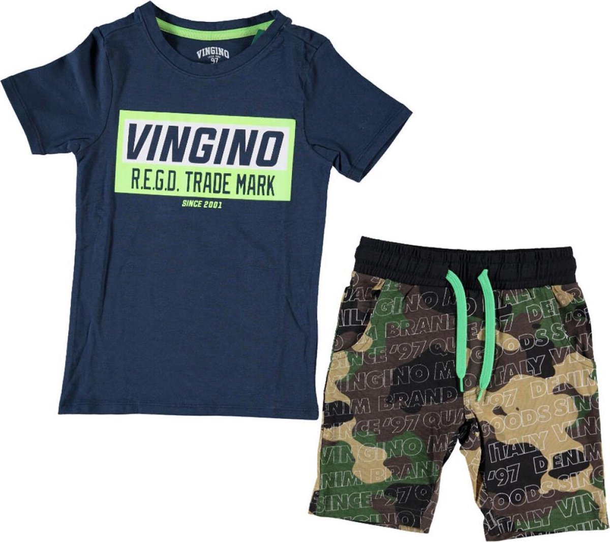 Vingino Walberto Jongens Shortama - Dark Blue - Maat 122-128