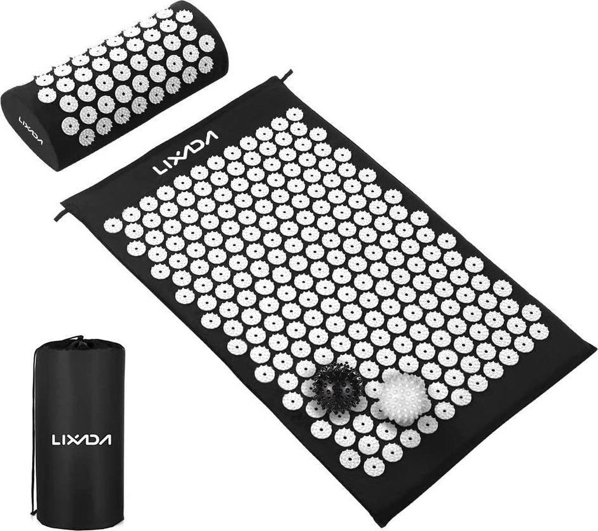 Lixada acupressuur-set acupressuurmat met hoofdkussen en 2 stuks massageballen