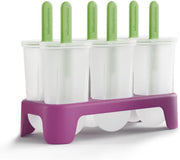 Minute Maid by Zoku - IJsjesmaker - IJslollie maker - IJsvormpjes - Maak Je Eigen IJsjes - Classic Pops - Paars - 6 stuks