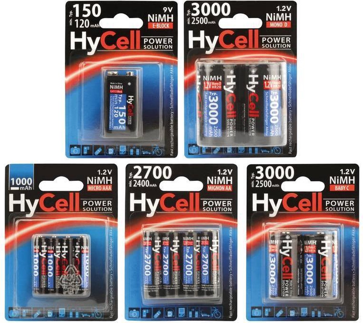 HyCell HR20 Oplaadbare D batterij (mono) NiMH 3000 mAh 1.2 V 2 stuk(s)