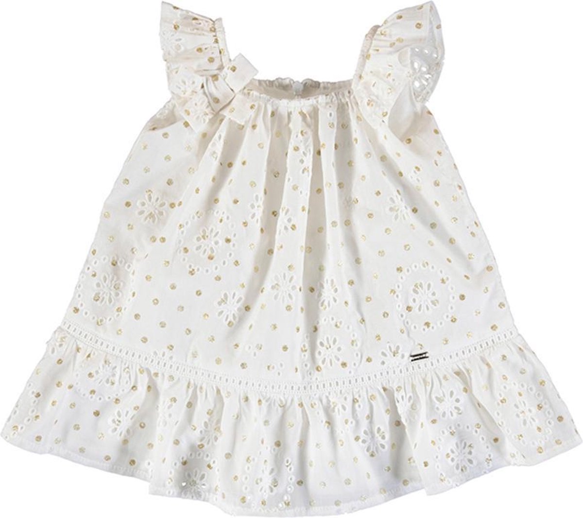 Mayoral perforated dotted dress Natural 68