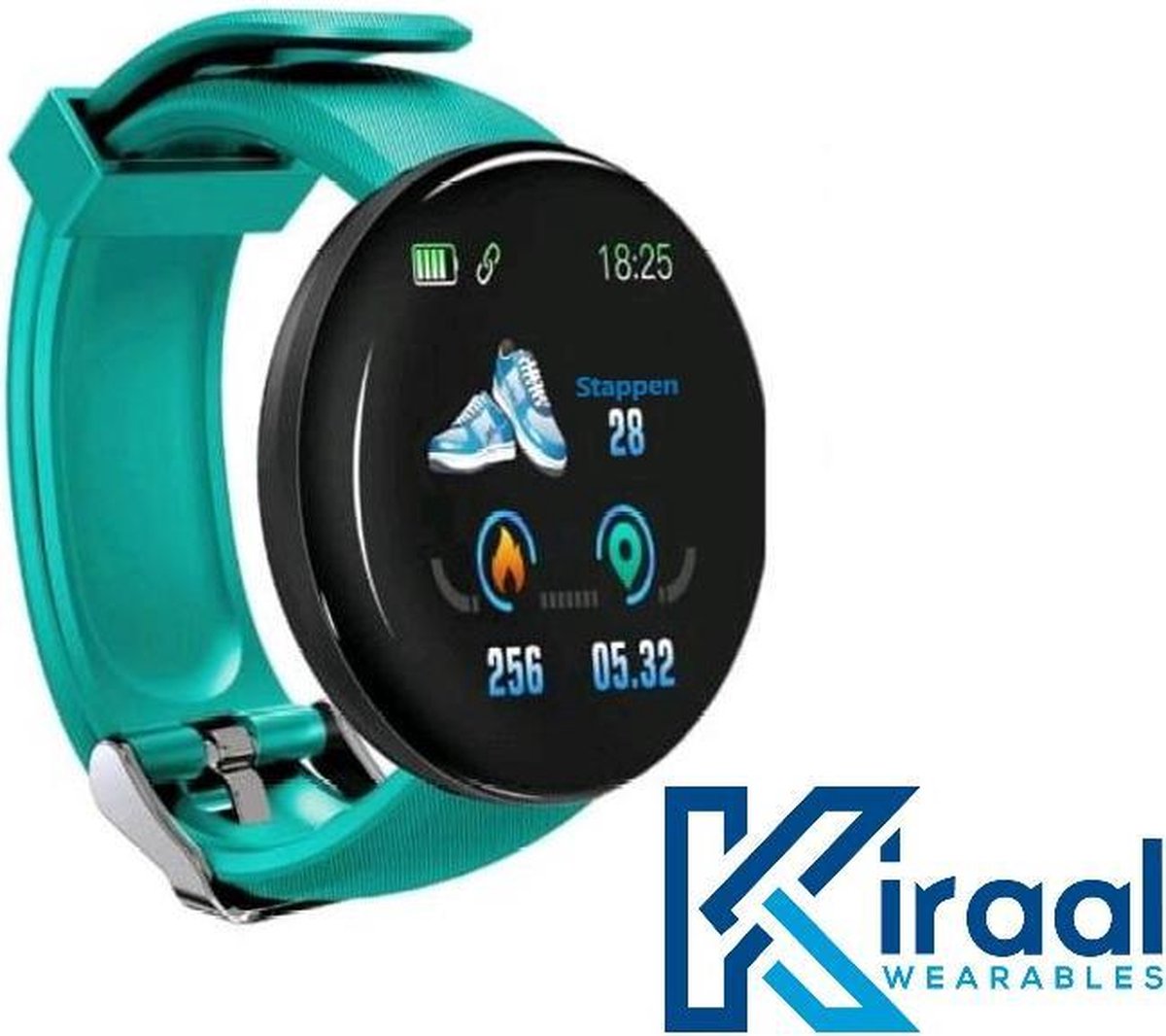 Kiraal Fit 2 - Stappenteller - Activity Tracker - Temperatuurmeter - Bloeddrukmeter - Hartslagmeter - Smartwatch - Horloge - Heren - Dames - Nederlandse Handleiding