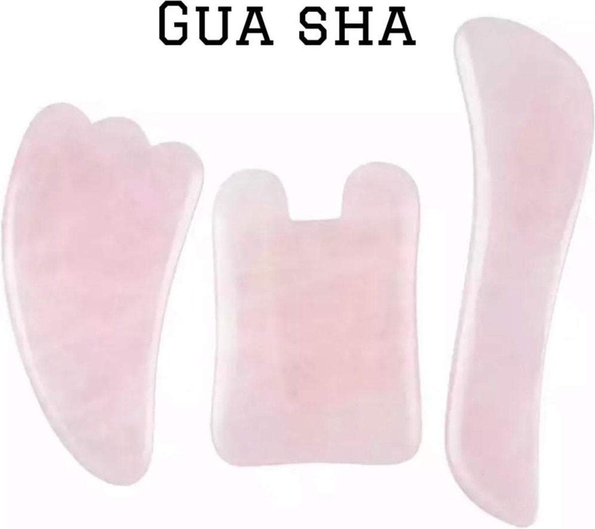 Gua sha set rozenkwarts / driedelig / gua sha steen / rozenkwarts / fullbody massage / anti-aging / guasha / guasha steen / guasha tool / guasha massage / anti rimpel / massage / massagesteen / massagestenen / geschenk / cadeautje voor haar
