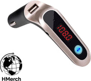 HMerch™ FM Transmitter Bluetooth Draadloze Carkit - Auto oplader - Handsfree bellen - Muziek afspelen - voor Samsung / iPhone / Sony / Huawei - Goud