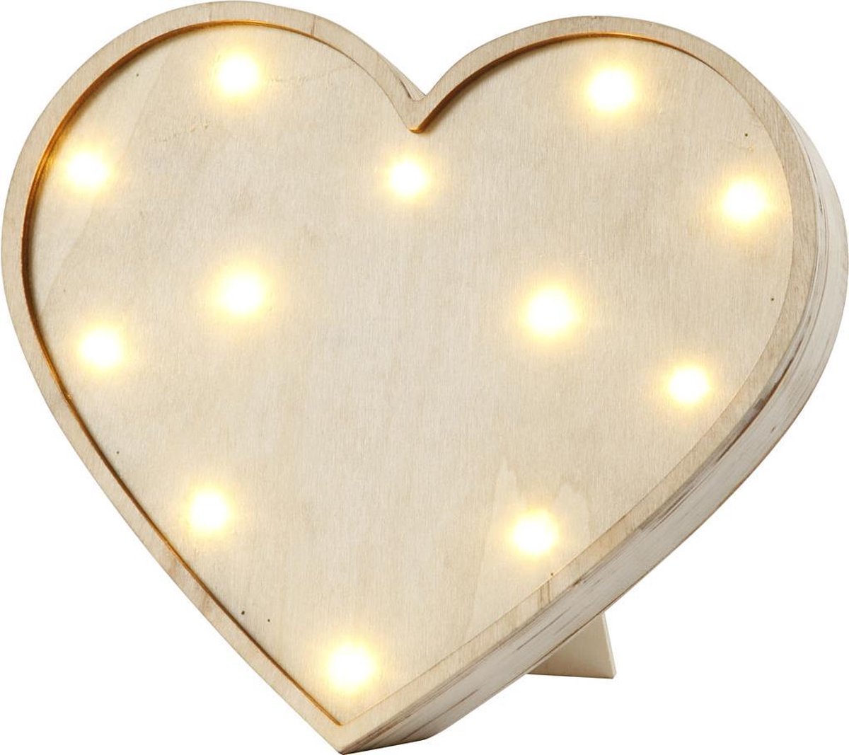 Heart Light Box. H: 21 cm. depth 3.5 cm. W: 23.5 cm. plywood. 1 pc