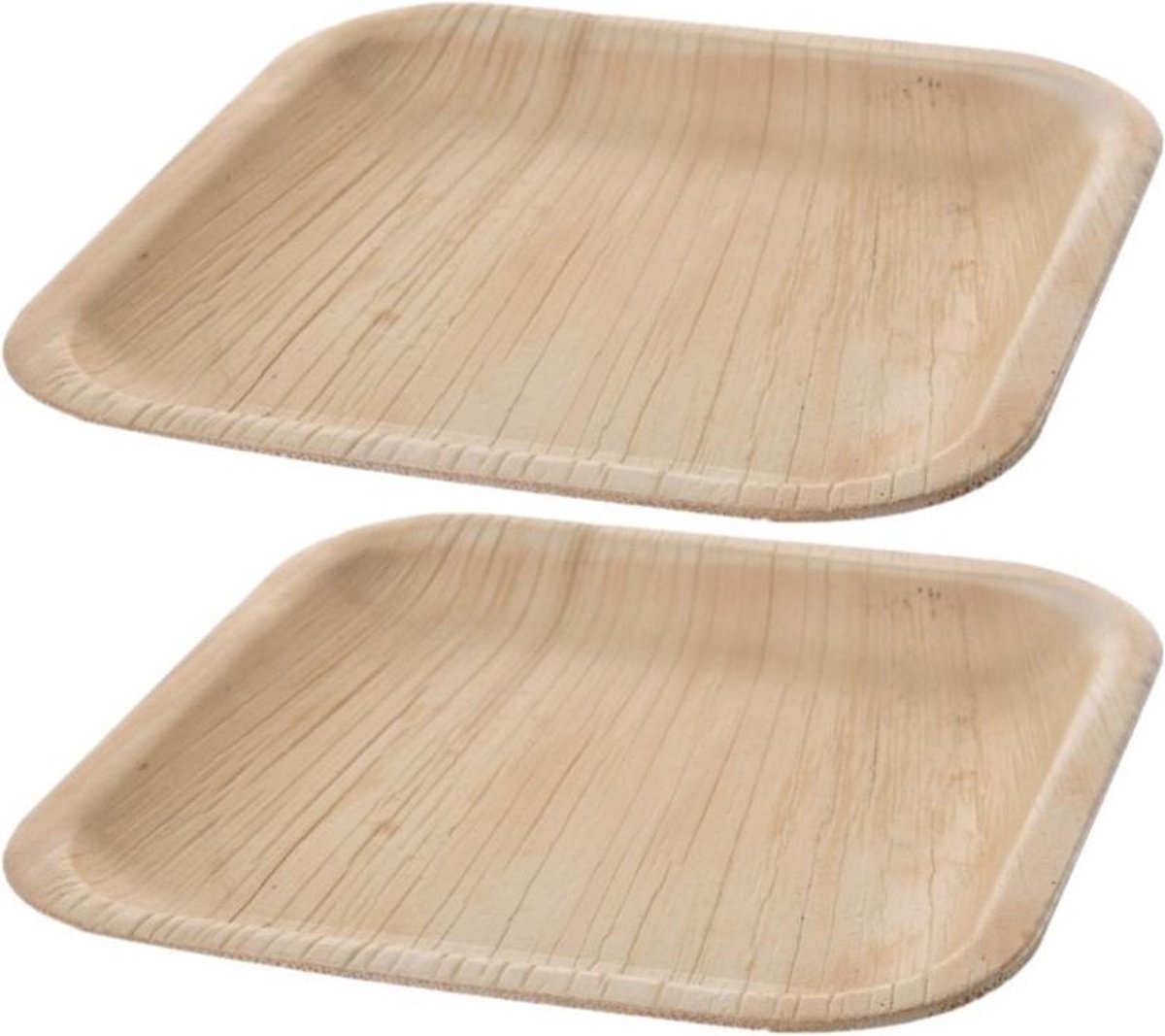 30x Wegwerp bordjes palmblad 20 cm biologisch afbreekbaar