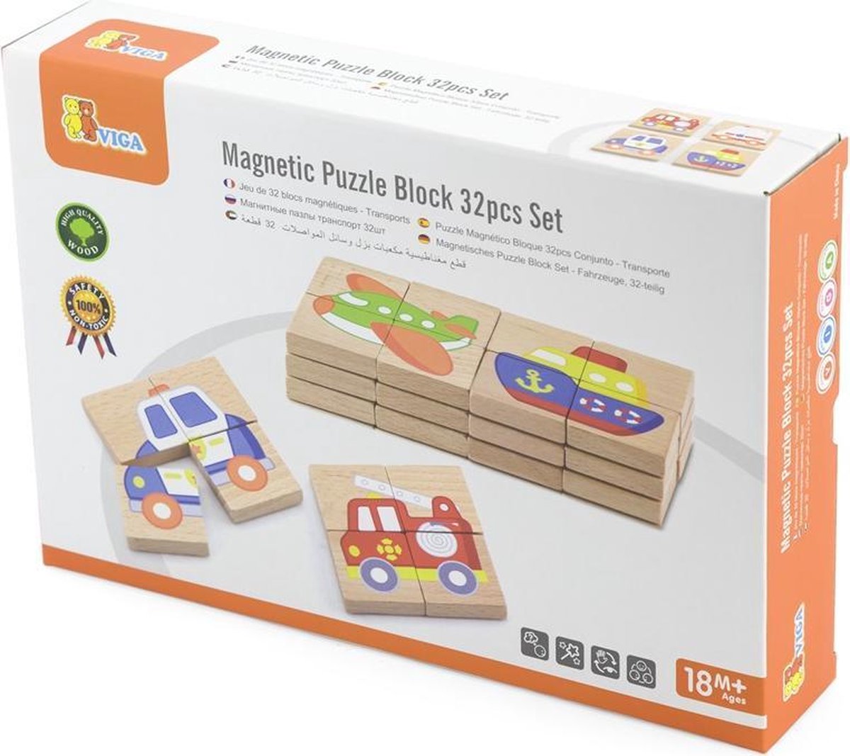 Vigatoys Magneetpuzzel Voertuigen 32-dlg.