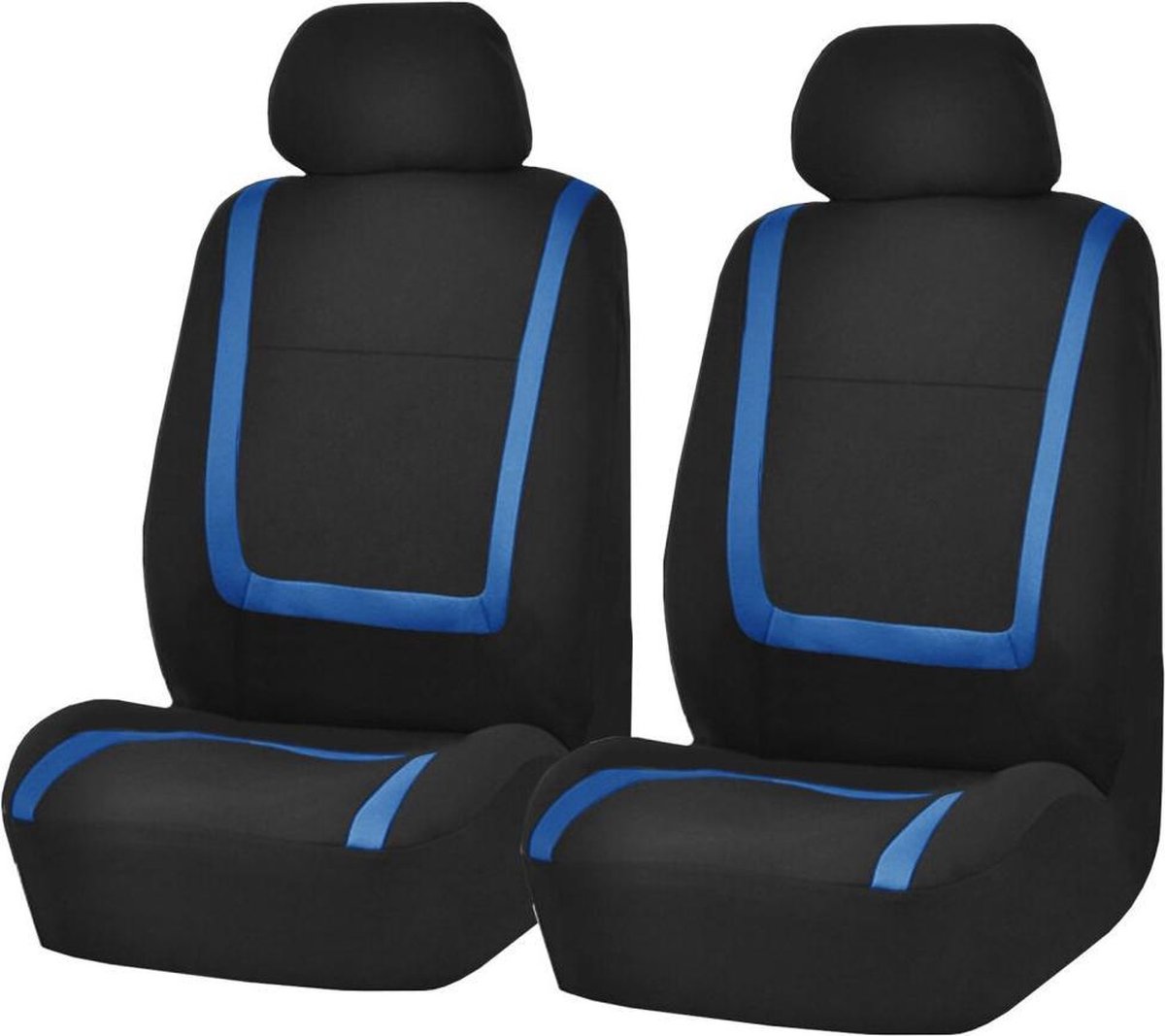 Auto Stoelhoes - Universeel Autostoelhoezen Set 4 Delig - Bestuurder/Bijrijder Stoelhoes - Zwart/Blauw