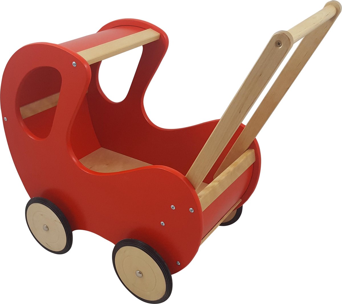 Houten Poppenwagen Klassiek rood