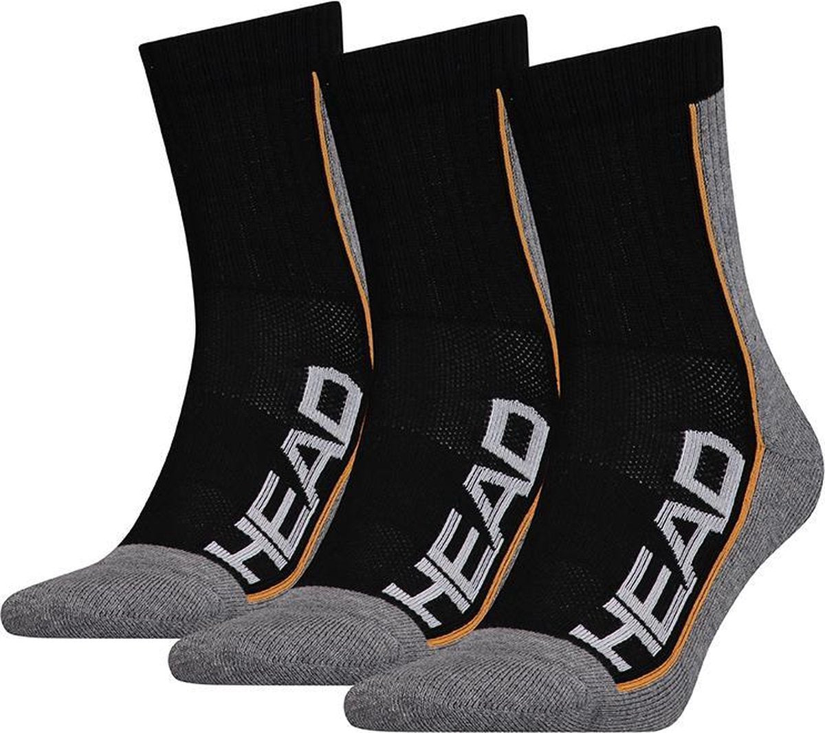 Head - Heren - 3-Pack Performance Short Crew  - Zwart - 35-38