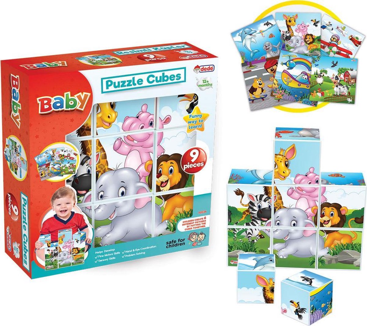 Blokkenpuzzel - Kinderpuzzels - Kinderpuzzels 3 jaar - Baby puzzel - Kubus - Kubus puzzel - Kinderspellen - Kinderpuzzels 2 jaar - Kinderpuzzels 5 jaar