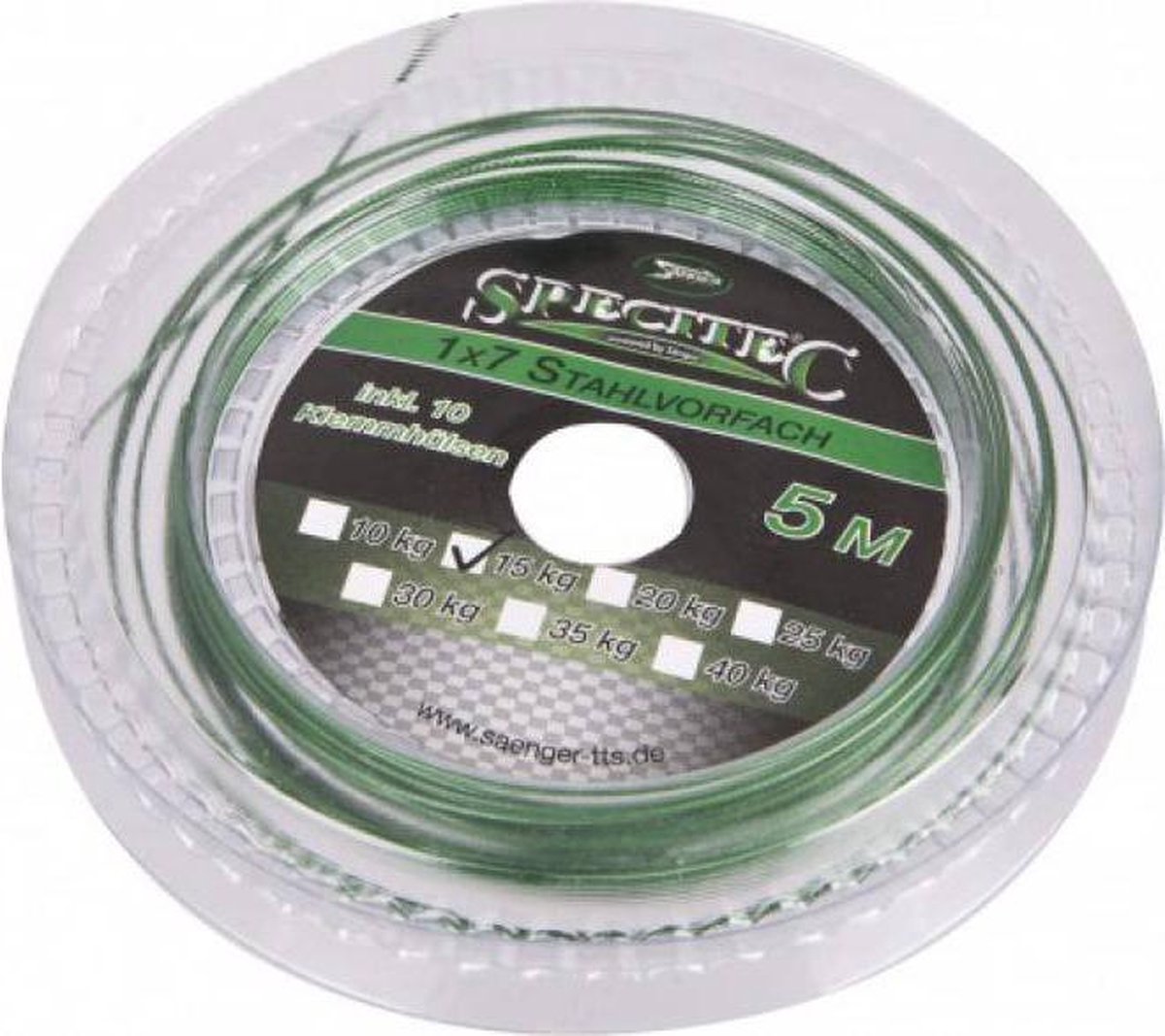 Saenger specitec 1x7 stahl 5M - 10 KG| stalen onderlijn + crimps