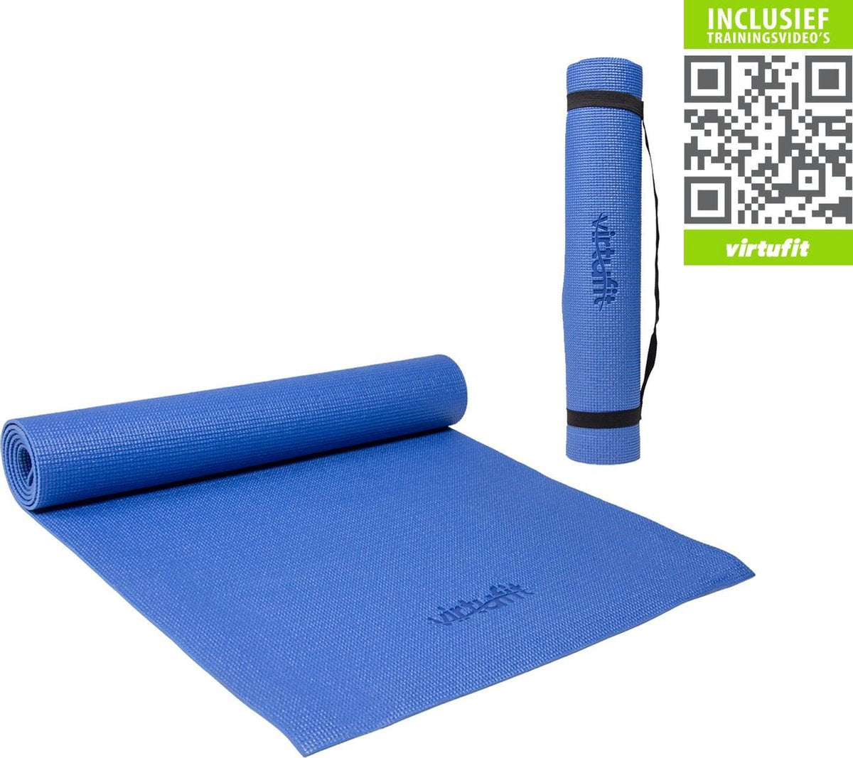 Yogamat - VirtuFit Fitnessmat - Met draagkoord - 183 x 61 x 0.3 cm - Blauw - Incl. gratis trainingsvideo