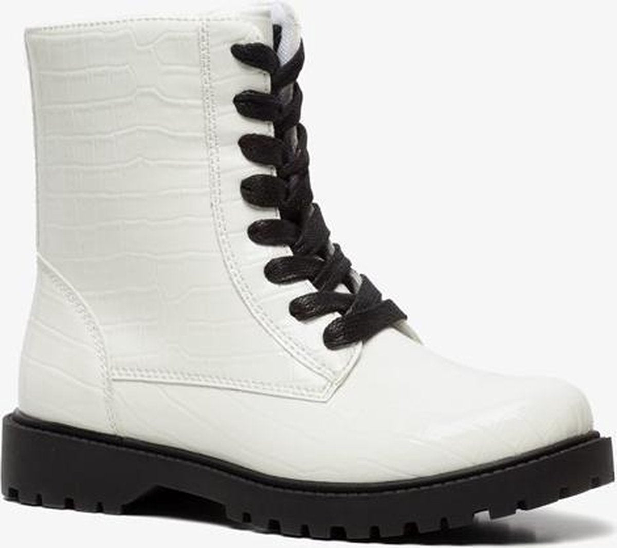Blue Box meisjes croco veterboots - Wit - Maat 33