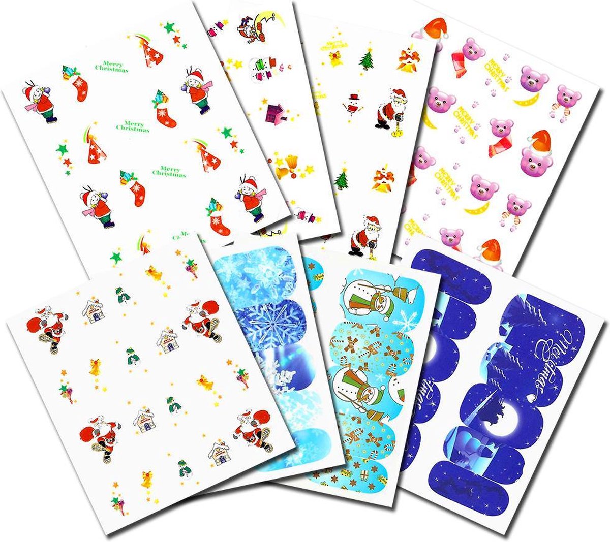 Water decals kerst nagelstickers set 8 stuks