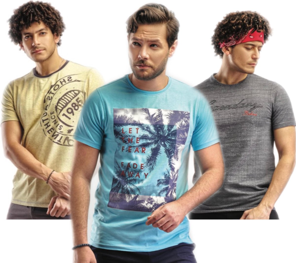 Embrator 3-stuks mannen T-shirt mix6 blauw/grijs/geel maat XL