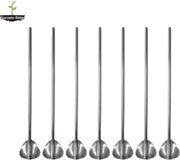 RVS Lepel Rietjes Zilver 6 Stuks Lepelrietjes - Lange Lepels 21