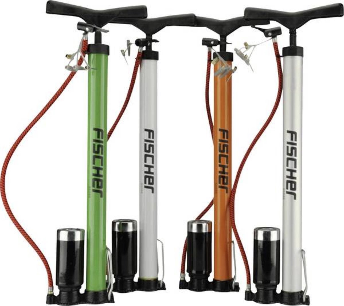 Fischer - Staande Fietspomp - Max. 8 Bar - Diverse kleuren leverbaar - Incl. manometer