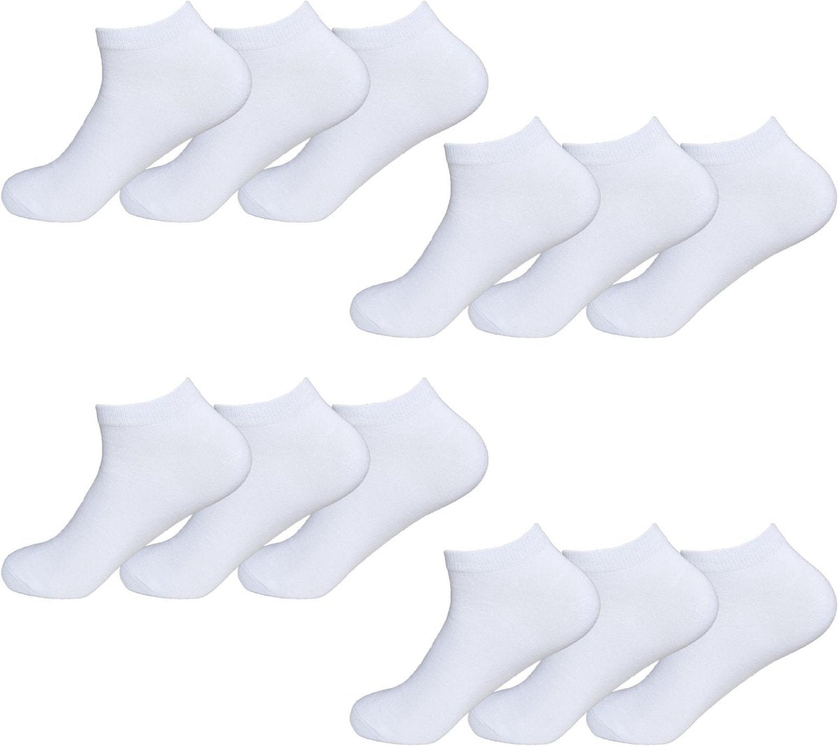 Gianvaglia Dames Enkelsokken 12-pack - Wit - Maat 39-42 - Korte Sokken