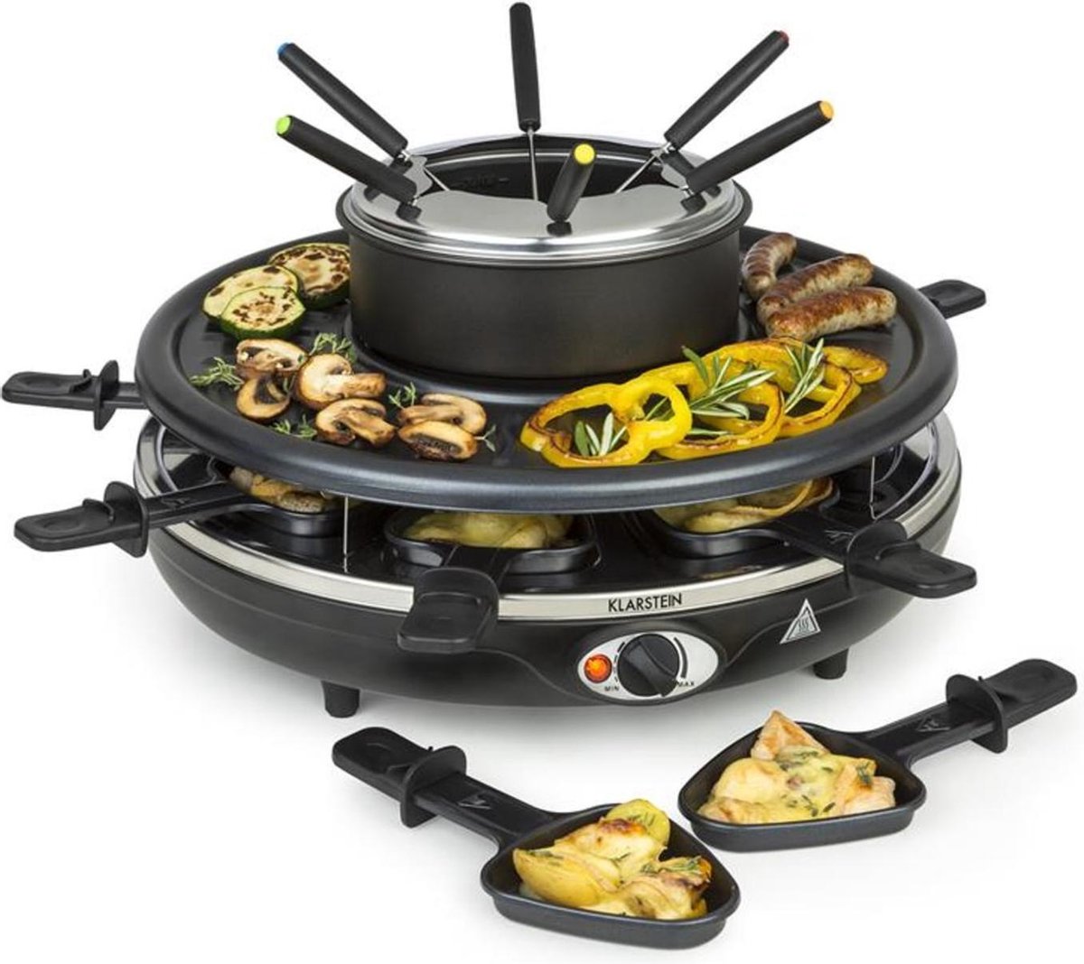 Klarstein Fonduelette - Elektrische Fonduepan en Gourmetstel -  8 personen