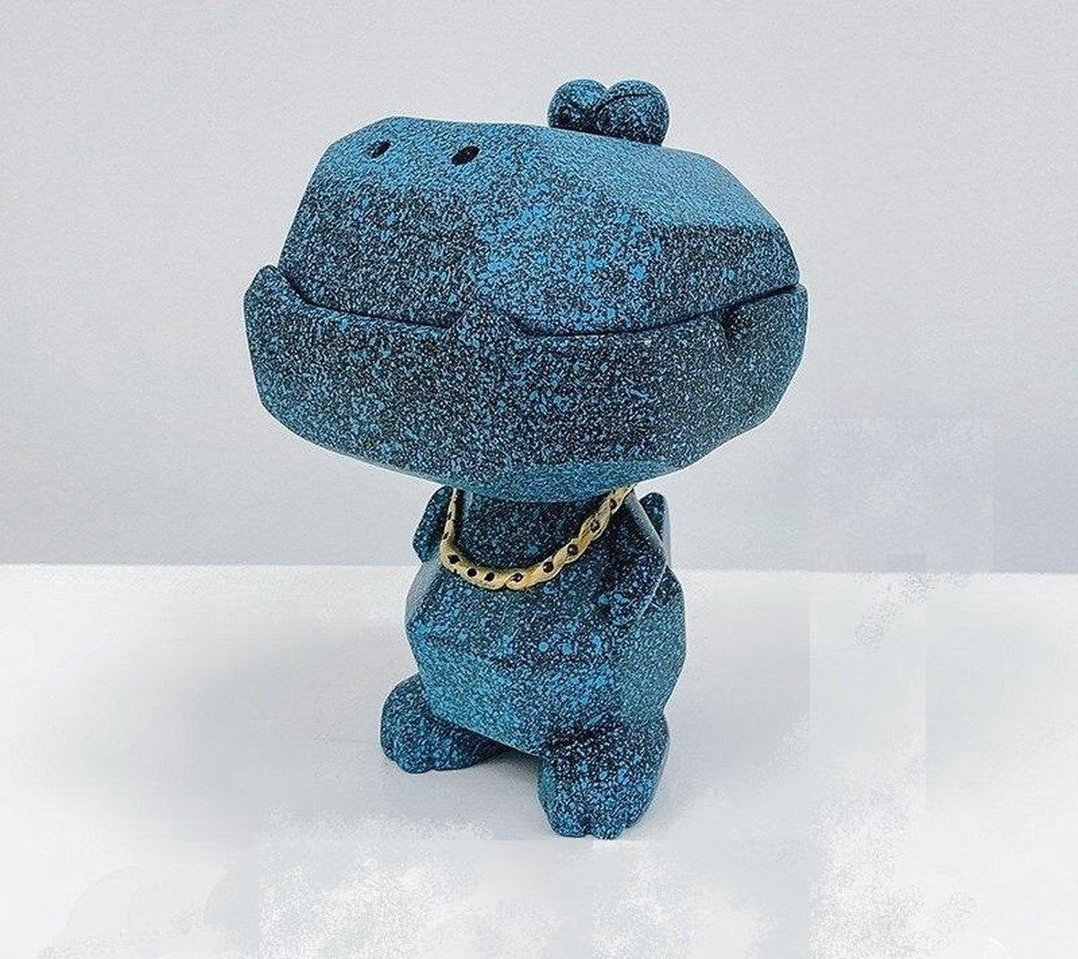 BaykaDecor - Unieke Grappig Beeld Krokodil - Asbak - Woondecoratie - Krokodillenverzameling - Cadeau - Keramiek - Blauw - 12 cm