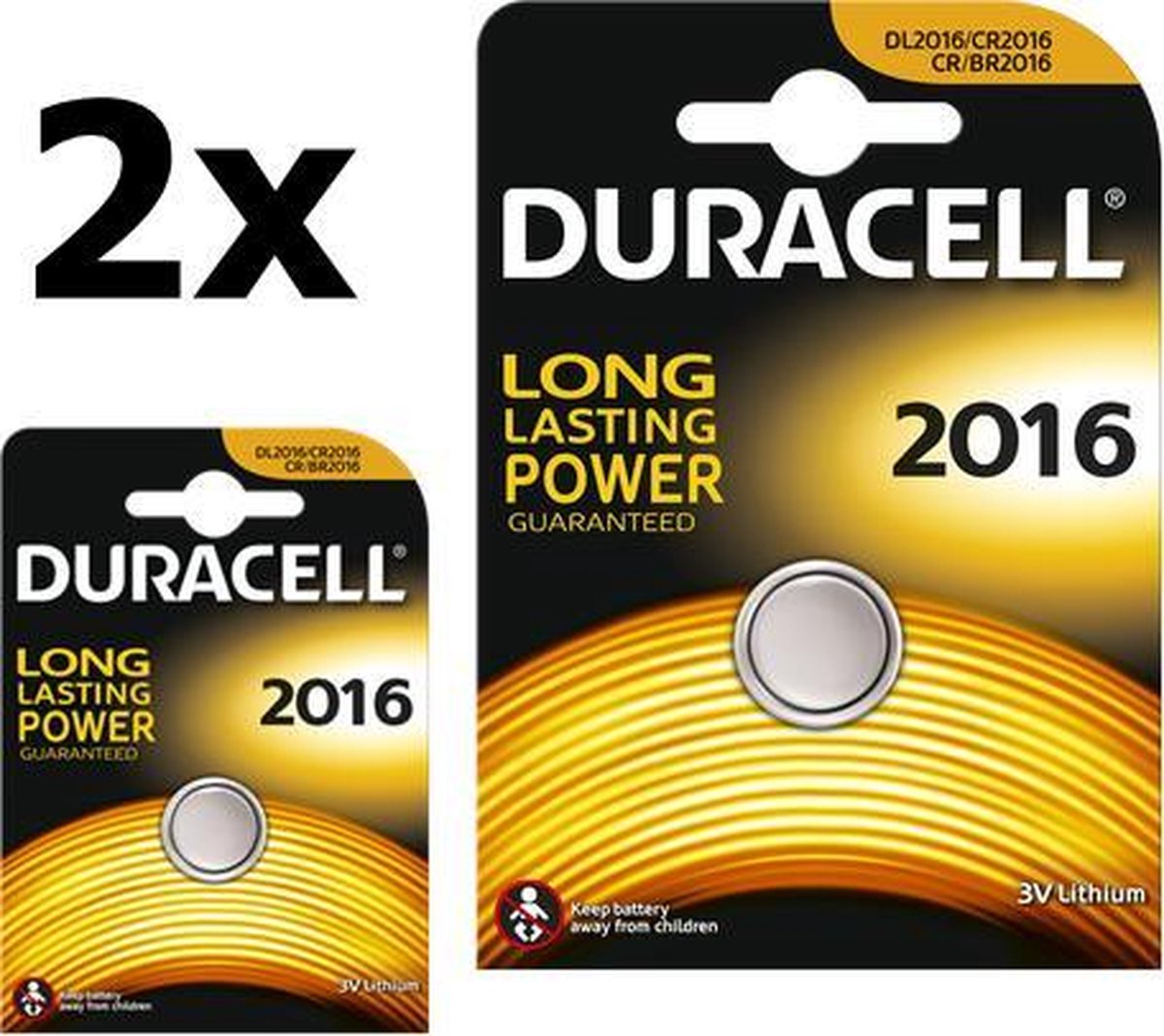 2 Stuks - Duracell CR2016 Professional Electronics 3V 90mAh Lithium knoopcel