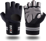 ZEUZ® Sport & Fitness Handschoenen Heren & Dames – Krachttraining – Crossfit – Grijs & Zwart – Maat L