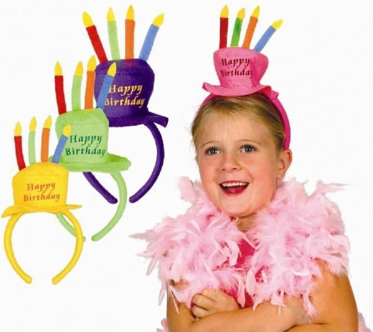 St. Tiara Happy Birthday 4 Kleuren Ass.
