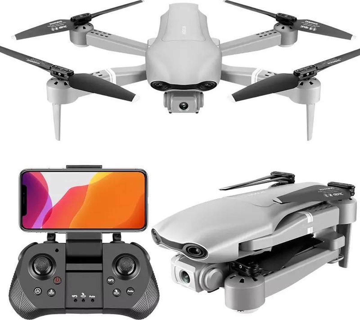 LUXWALLET Nocchi 4D - 30 KM/h - 230 Gram - 5Ghz WiFI GPS Drone (2000 meter) - 4K Camera - Live Video + 2 Accu + Opbergcase