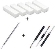 Set 1: Professioneel Polijstblok - Buffer blok - 4 zijdige vijl - Wit - 5 Stuks + 2 nageltools