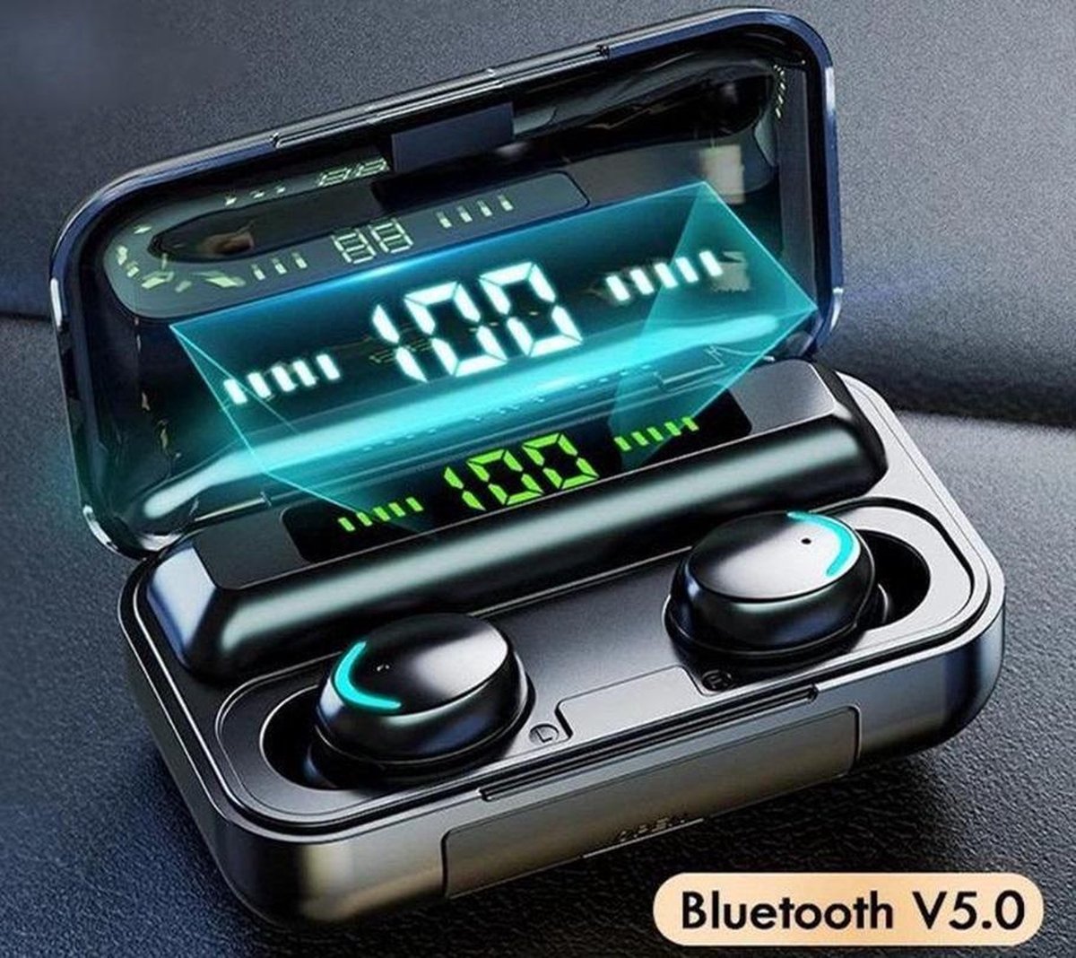 BT Oordopjes - Wireless Headphones F9 - Draadloos - Draadloze Oordopje - Oortjes - Bluetooth - Oor - Earpods - In Ear - Earbuds -  - Koptelefoon - Bluetooth TWS  5.1 Oortjes - Zwart | voor hem en haar