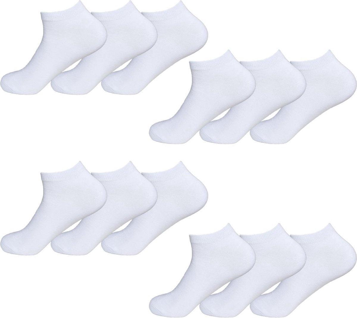 12 PAAR Enkelsokken | Unisex | Sokken Heren Sokken Dames | Katoen | Maat 39-42 | Witte Sokken | Duurzaam |