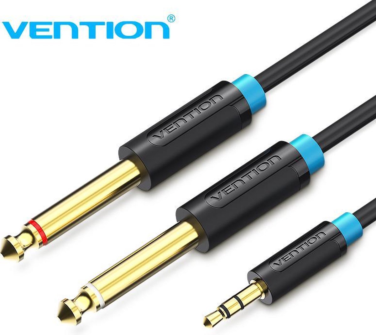 Vention 3.5 mm Jack naar 2 Keer 6.35 mm Jack Audio Kabel 5 Meter
